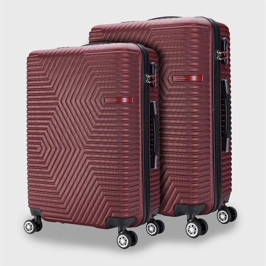 Kit 2 Malas de Viagem Executiva Anti Furto ABS Roda 360° Swissport - Vinho Menor preço em Kit 2 Malas de Viagem Executiva Anti Furto ABS Roda 360° Swissport - Vinho