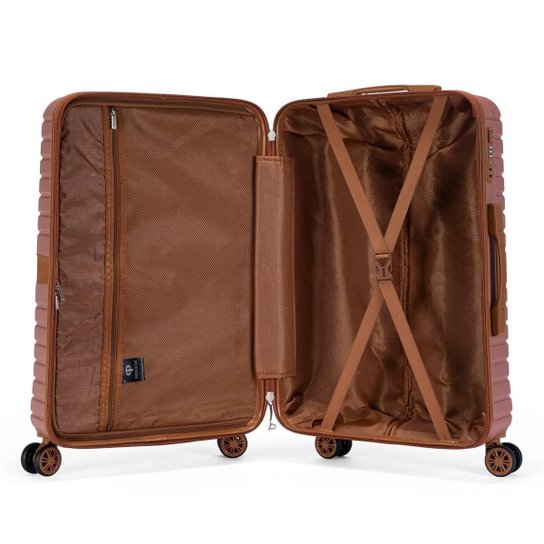 Kit 2 Malas Rosa Viagem Com Rodinha 360 Puxador Viagem TSA