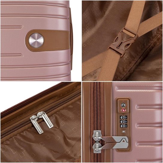 Kit 2 Malas Rosa Viagem Com Rodinha 360 Puxador Viagem TSA