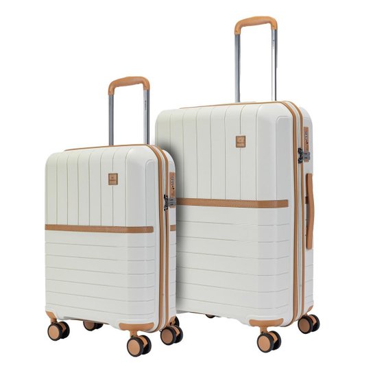 Kit 2 Malas Viagem Bordo TSA Cadeado Codificado Rodinhas 360 Original Branco Moderna
