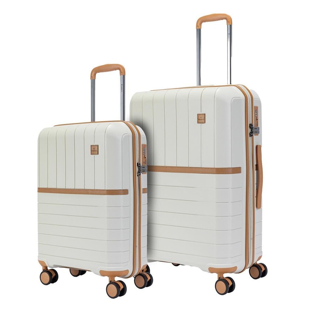 Kit 2 Malas Viagem Bordo TSA Cadeado Codificado Rodinhas 360 Original Branco Moderna