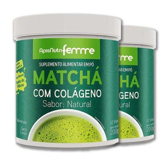 Kit 2 Matchá Solúvel Apisnutri Sabor Natural 200g