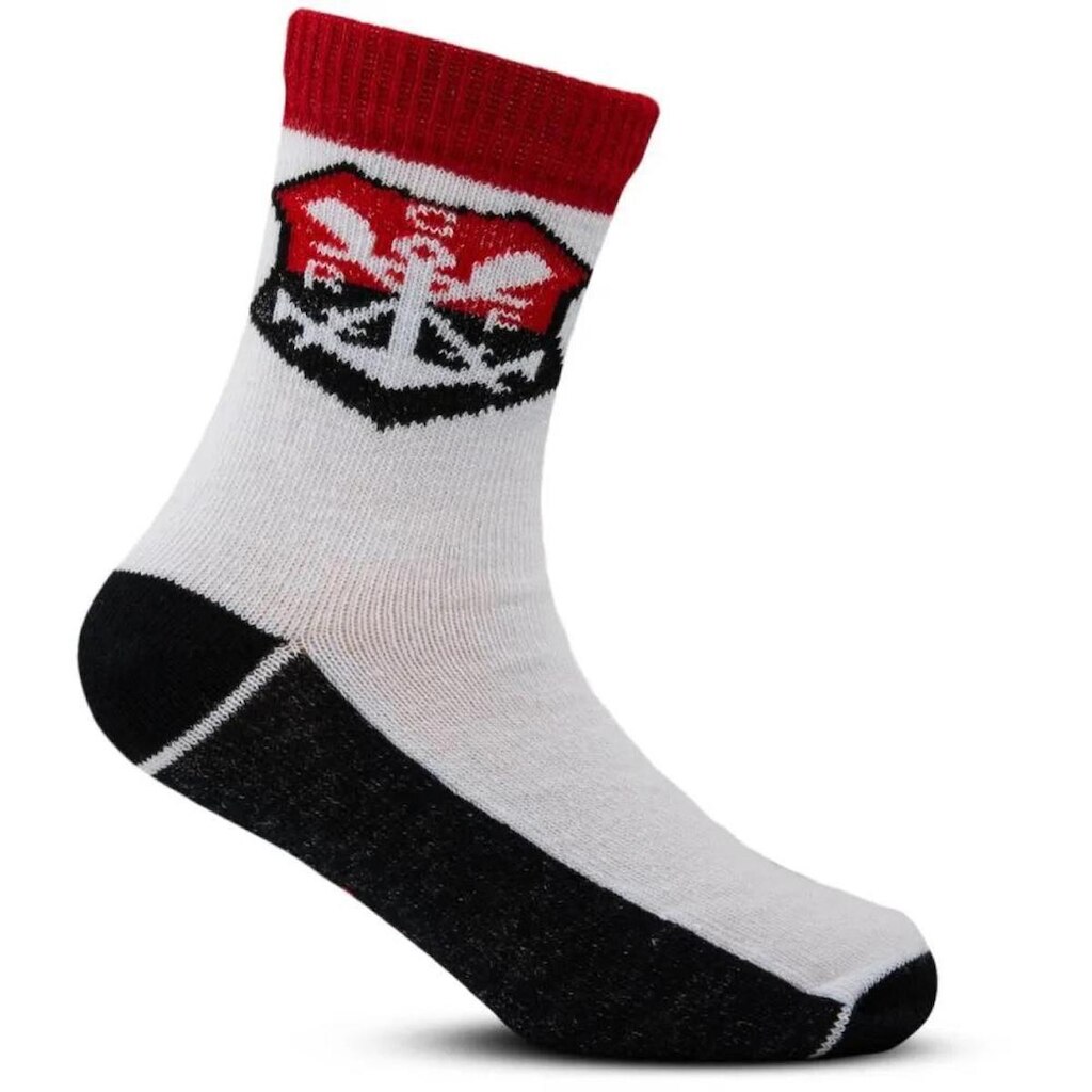 Kit 2 Meias Rikam Flamengo Infantil - Branco e Vermelho