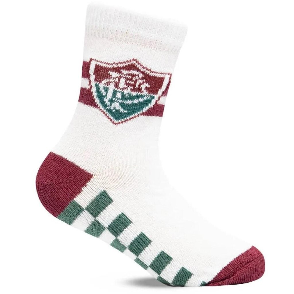 Kit 2 Meias Rikam Fluminense Infantil - Branco/Cinza
