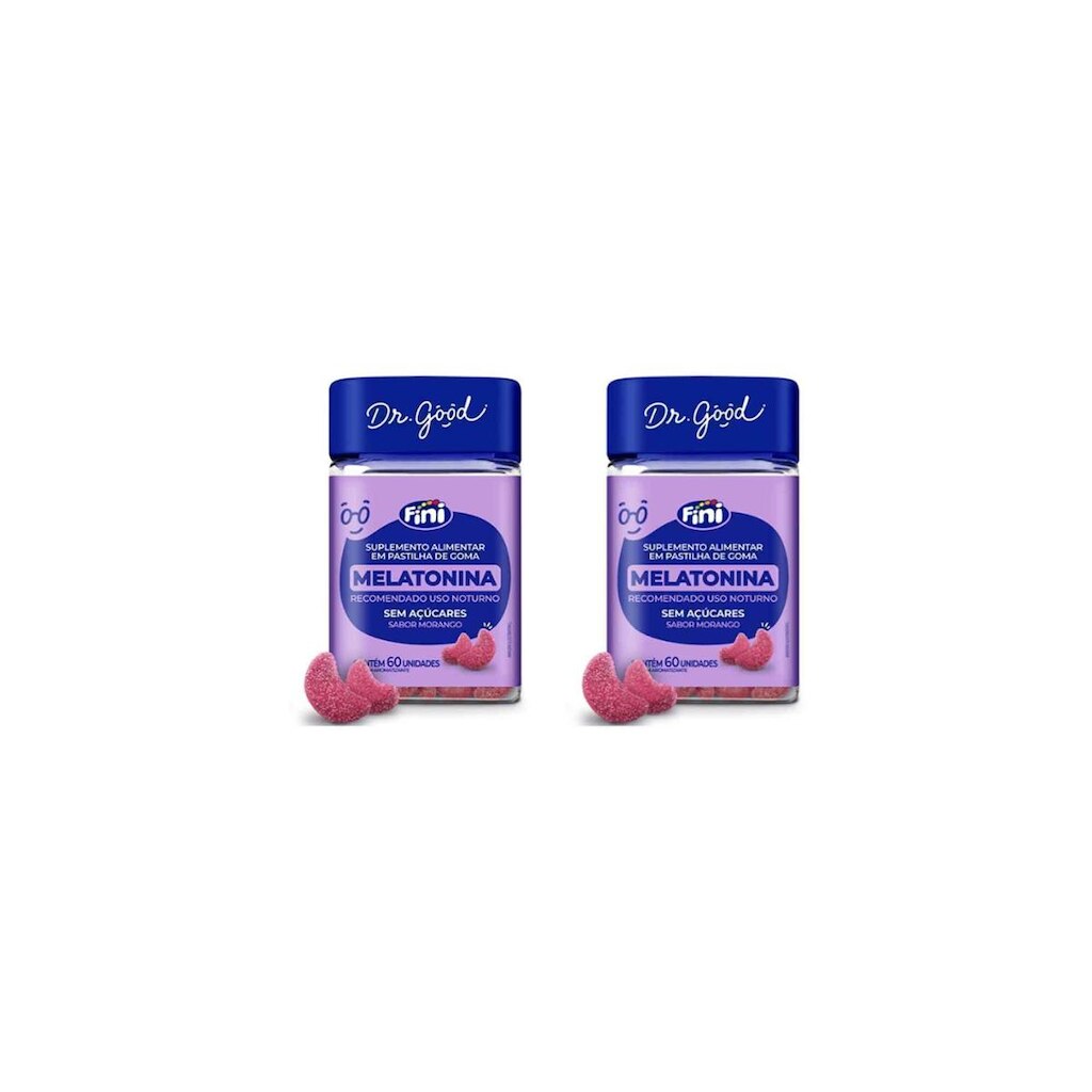 Kit 2 Melatoninas Sabor Morango 2x60 Gomas Fini Dr Good