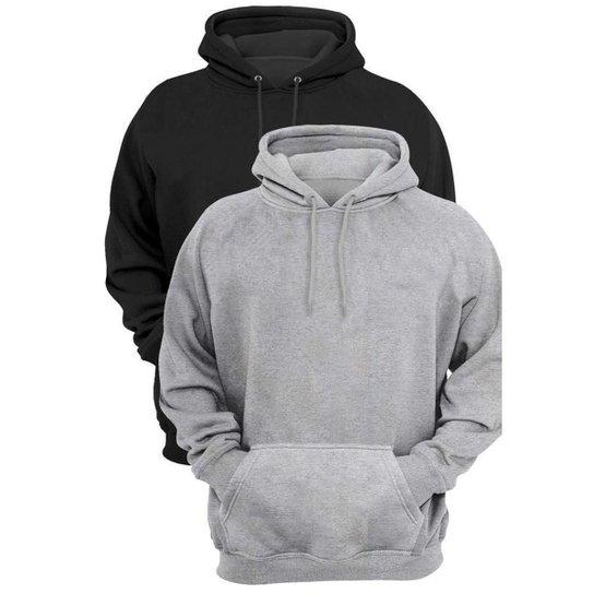 Kit 2 Moletom Algodão Bolso Canguru Capuz Conforto Inverno - Cinza+Preto é ruim? Kit 2 Moletom Algodão Bolso Canguru Capuz Conforto Inverno - Cinza+Preto é boa?