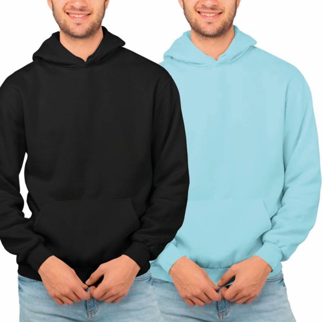 Kit 2 Moletom Blusa de Frio Bolso Canguru Capuz Liso Casual