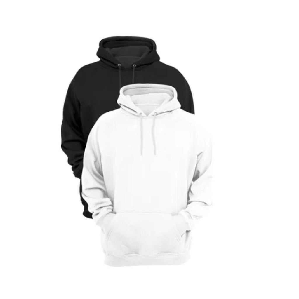 Kit 2 Moletom Casaco Blusa de Frio Liso com Capuz Canguru