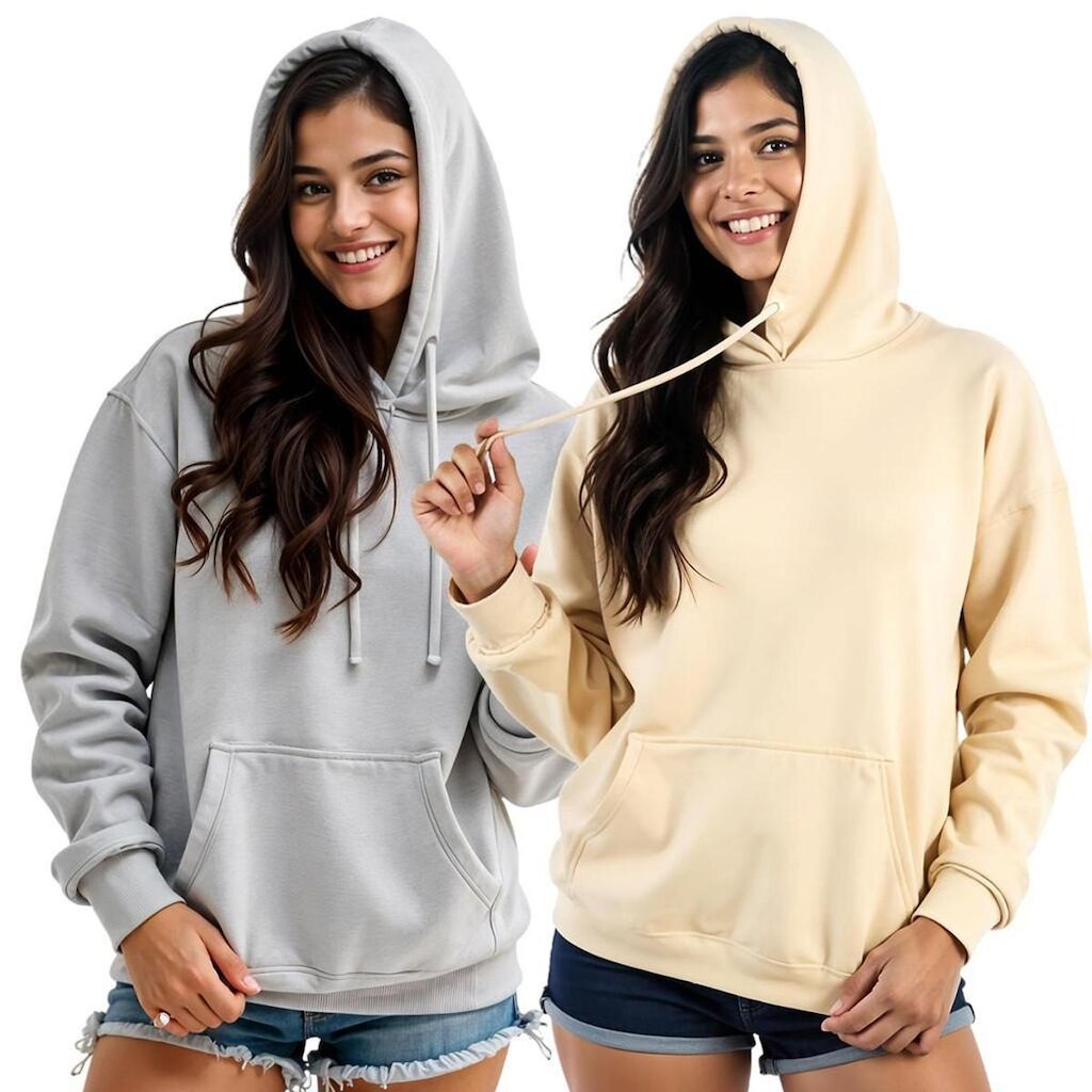 Kit 2 Moletom Feminino Blusao Casaco Canguru Com Capuz