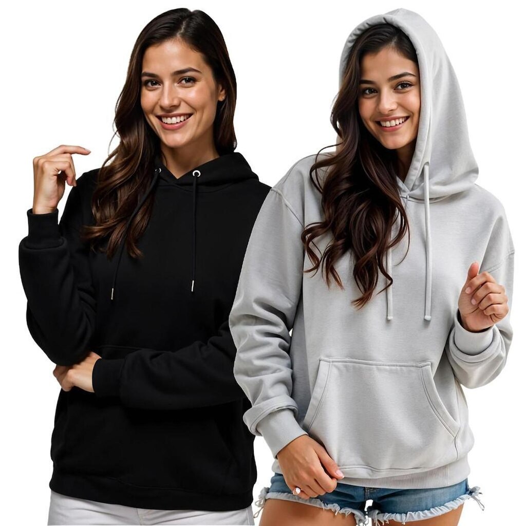 Kit 2 Moletom Feminino Blusao Casaco Canguru Com Capuz
