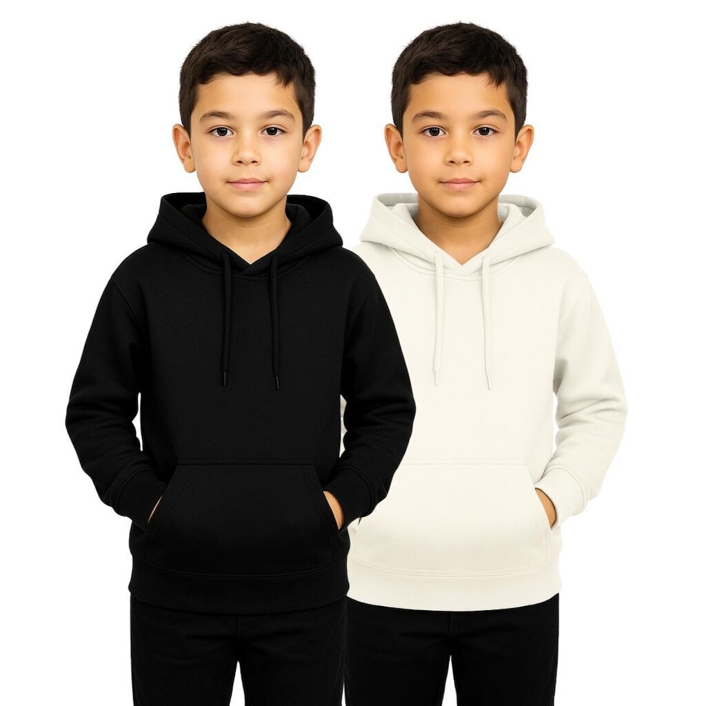 Kit 2 Moletom Infantil Canguru Com Capuz Flanelado Confortável Inverno Casual