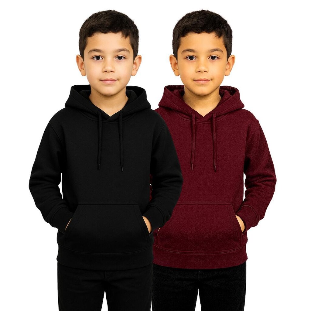 Kit 2 Moletom Infantil Canguru Com Capuz Flanelado Confortável Inverno Casual