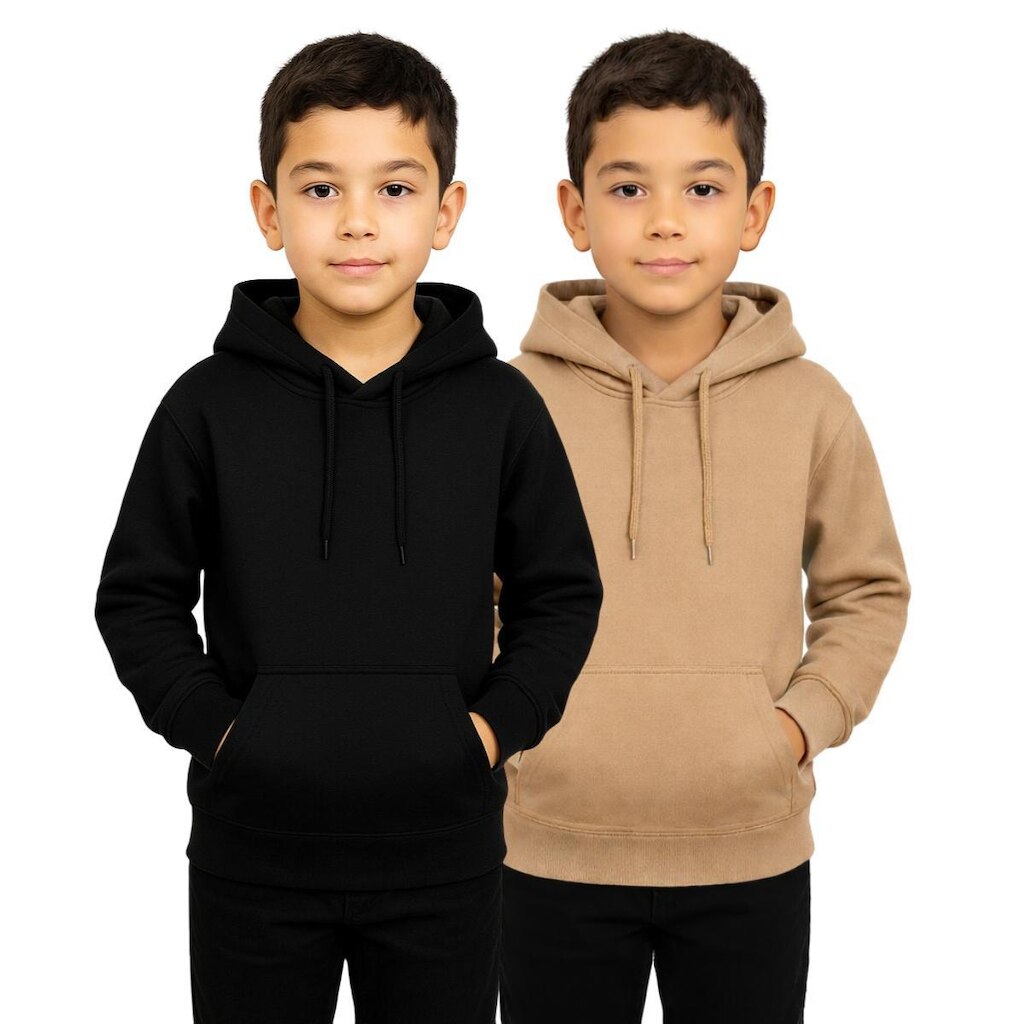 Kit 2 Moletom Infantil Canguru Com Capuz Flanelado Confortável Inverno Casual