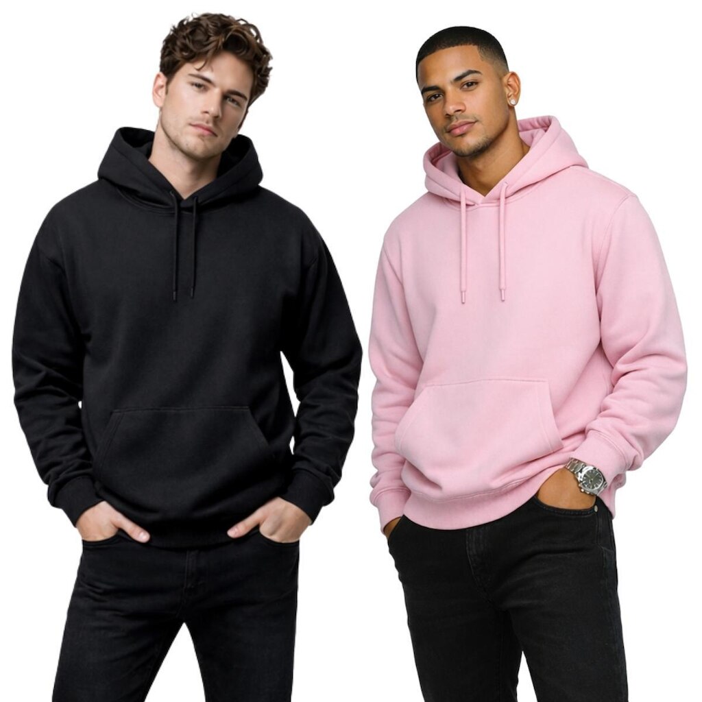 Kit 2 Moletom Masculino Canguru Flanelado Com Capuz Casual Confortável Inverno