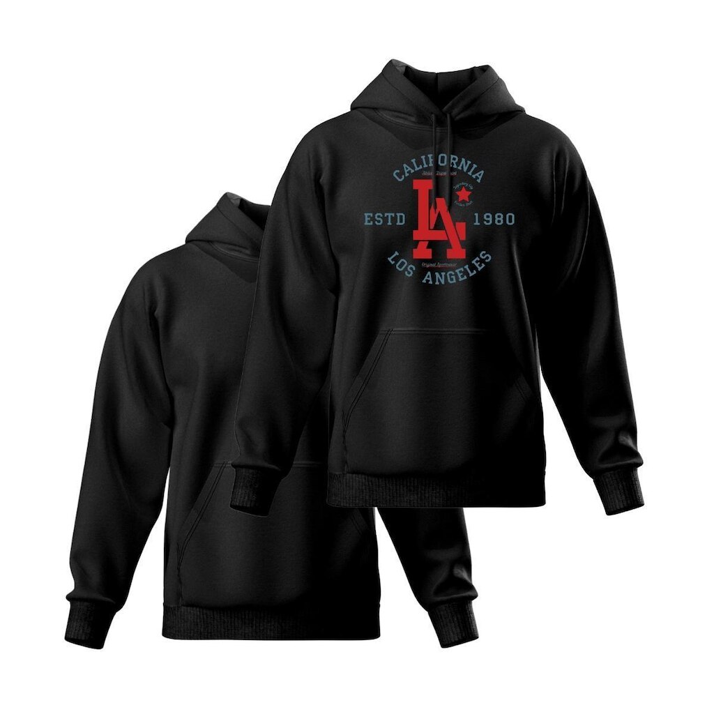 Kit 2 Moletom Modelo Canguru Com Capuz Masculino e Feminino Liso e Estampado Los Angeles