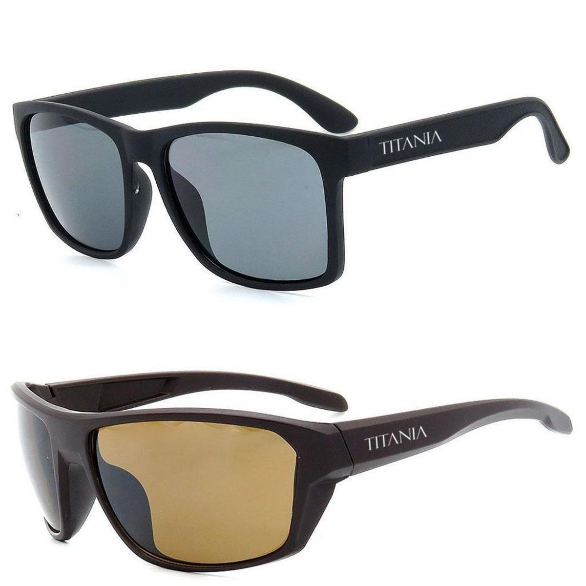Kit 2 Óculos de Sol Homem Titânia Esportivo Menor preço em Kit 2 Óculos de Sol Homem Titânia Esportivo
