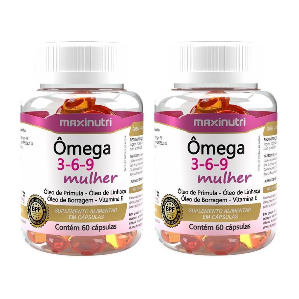 Kit 2 Ômega 3-6-9 Mulher 60 Capsulas Maxinutri