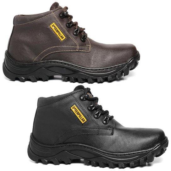Kit 2 pares Bota Coturno Cano Curto Adventure Masculino Casual Cat - Preto+Marrom é ruim? Kit 2 pares Bota Coturno Cano Curto Adventure Masculino Casual Cat - Preto+Marrom é boa?