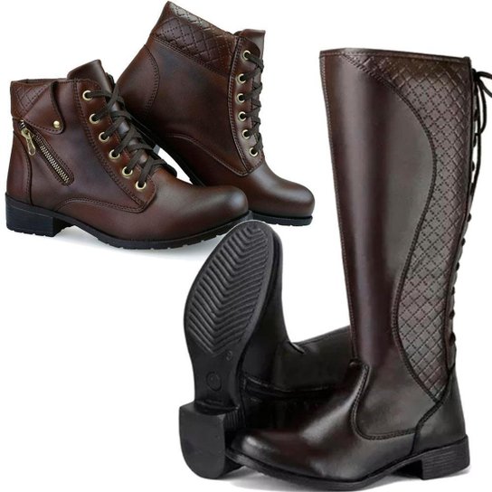 Kit 2 Pares Bota Neway Cano Longo e Cano Curto Feminina - Marrom é ruim? Kit 2 Pares Bota Neway Cano Longo e Cano Curto Feminina - Marrom é boa?