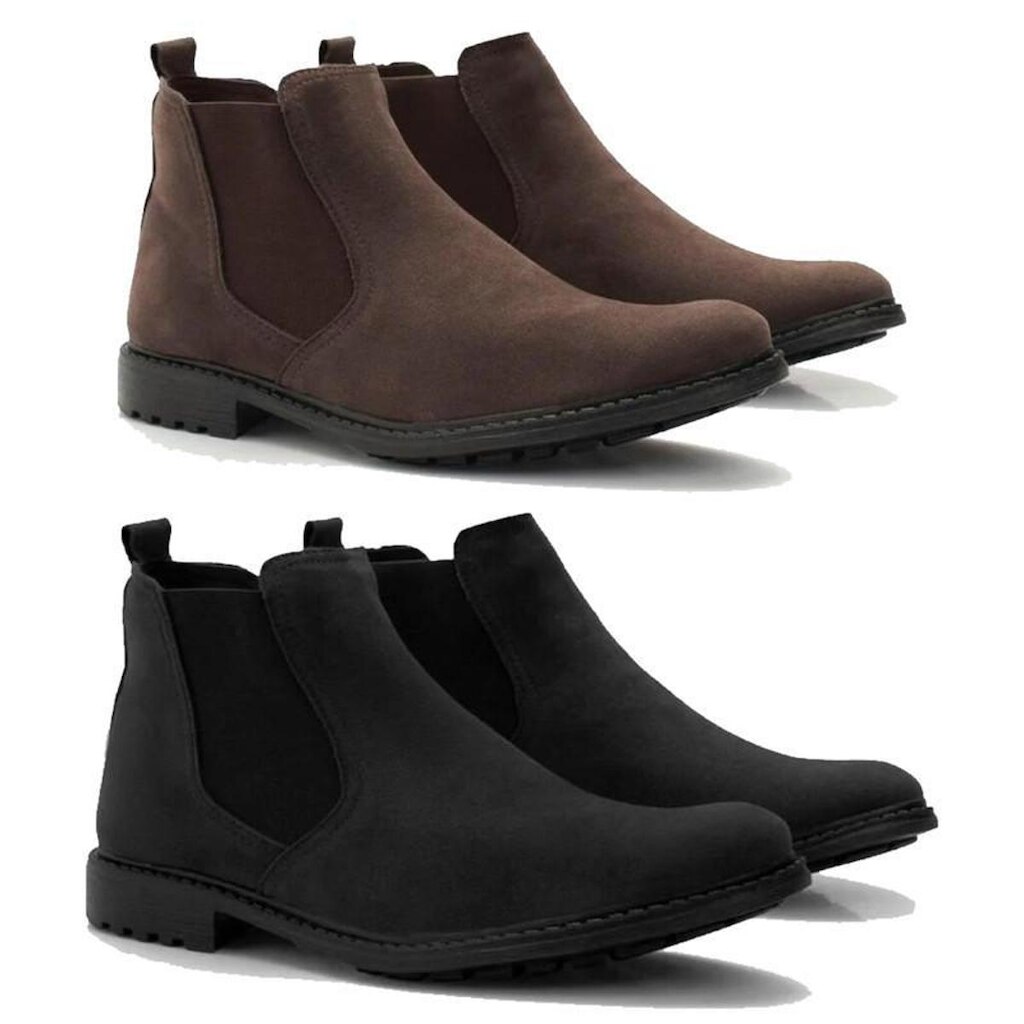 Kit 2 Pares de Bota Chelsea Em Camurça Super Macia Sola Costurada