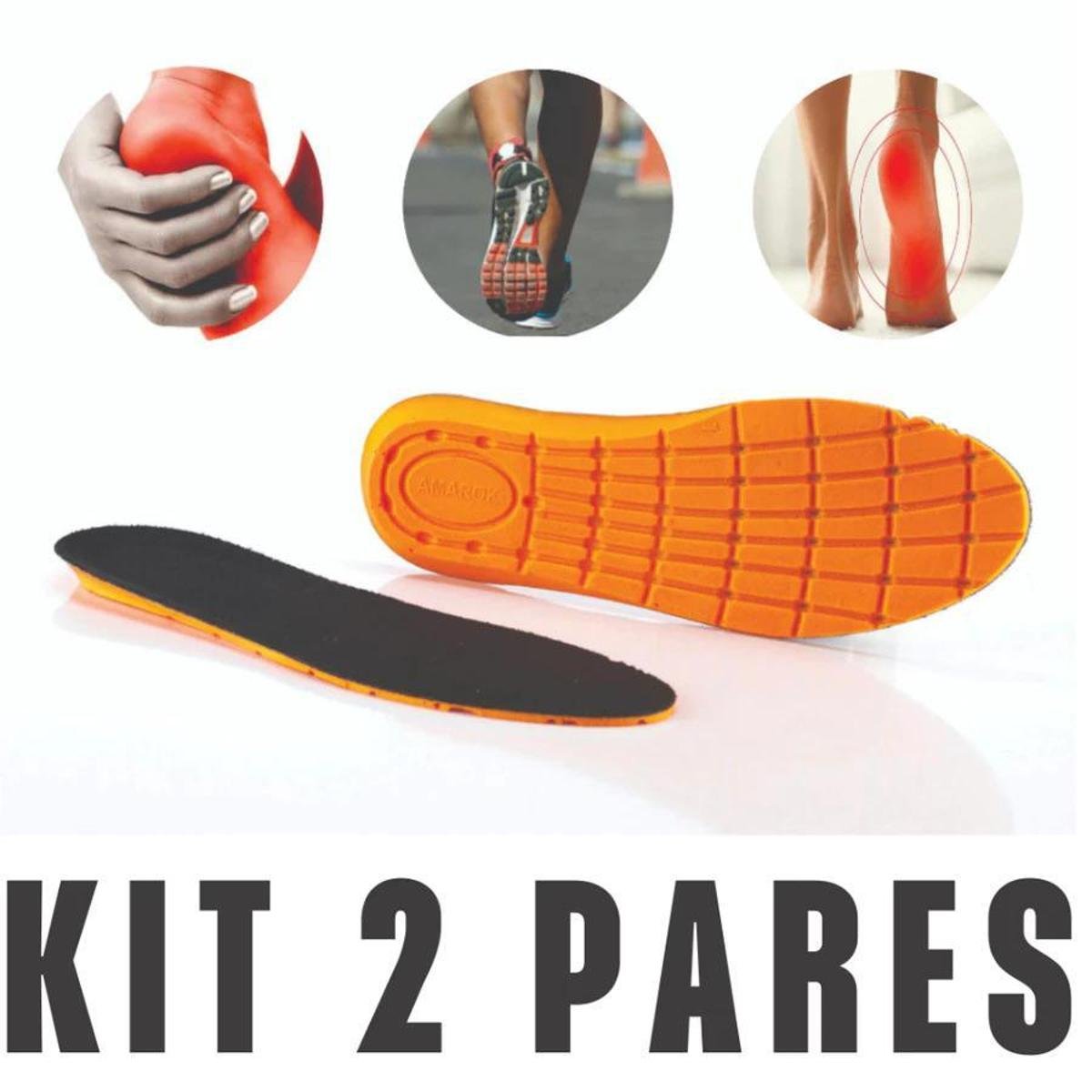 Kit 2 Pares de Palmilhas Ortopédica em Gel Anti Impacto Confortável