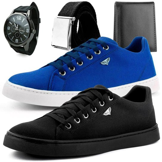 Kit 2 Pares De Sapatênis Dhl + Relógio + Cinto E Carteira Masculino - Preto é ruim? Kit 2 Pares De Sapatênis Dhl + Relógio + Cinto E Carteira Masculino - Preto é boa?
