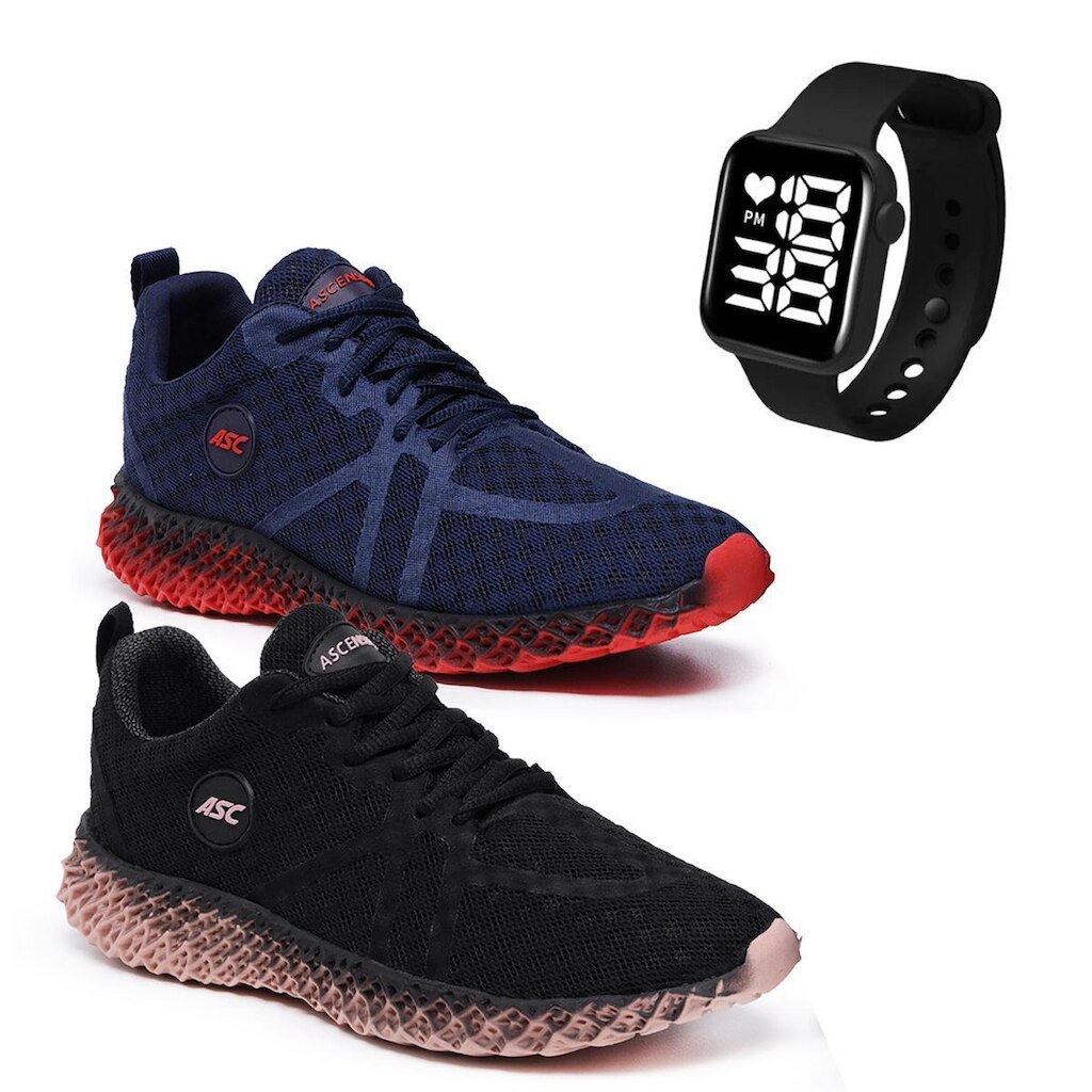 Kit 2 Pares de Tenis Ascension Ghost 3 + Relogio Quadrado