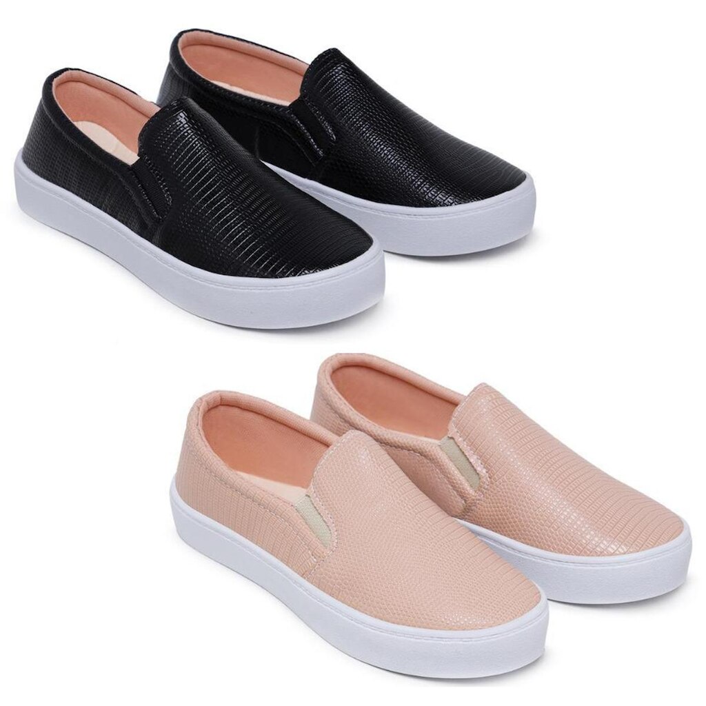 Kit 2 Pares de Tênis Casual Slip On Iate Macio e Confortável Dia a Dia
