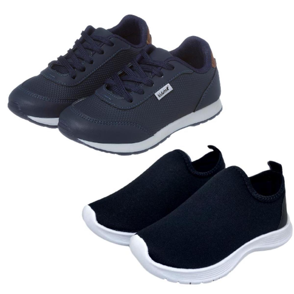 Kit 2 Pares de Tênis Infantil Masculino Jogging Marinho e Calce Fácil Kidstep Menor preço em Kit 2 Pares de Tênis Infantil Masculino Jogging Marinho e Calce Fácil Kidstep