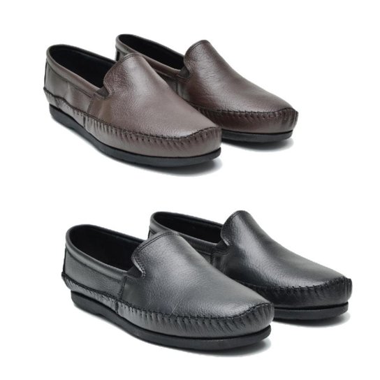Kit 2 Pares Mocassim Masculino Couro Moderno Dia a Dia