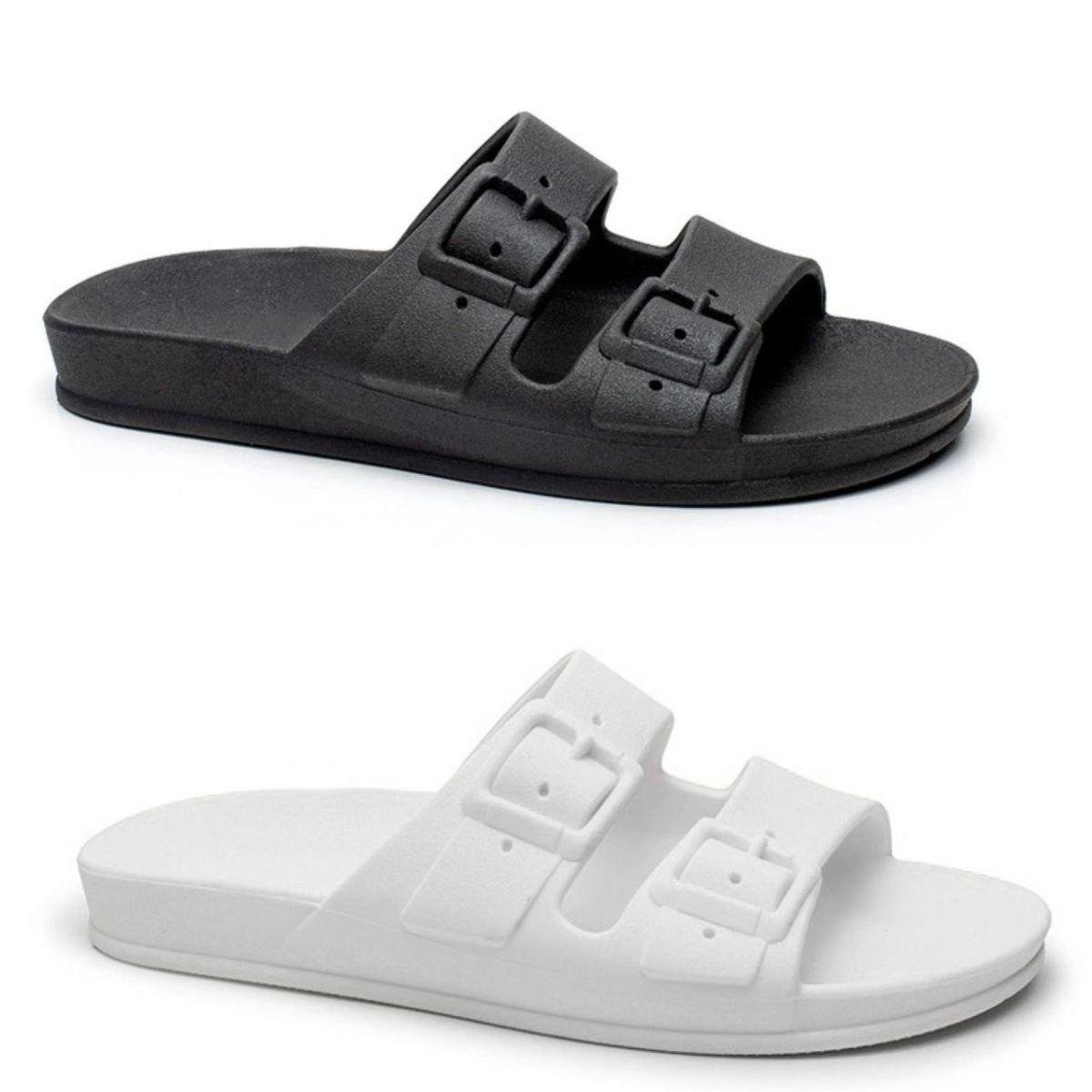 Kit 2 Pares Sandália Chinelo Papete Feminina Flexível Emborrachado Solado Leve Confortável Menor preço em Kit 2 Pares Sandália Chinelo Papete Feminina Flexível Emborrachado Solado Leve Confortável