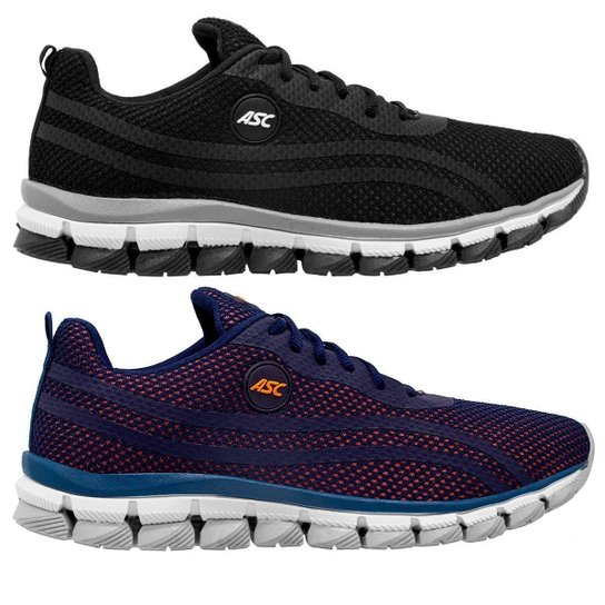 Kit 2 Pares Tenis Ascension Lege 21 Masculino - Marinho, Laranja E Cinza/ Preto E Cinza - Marinho+Preto Menor preço em Kit 2 Pares Tenis Ascension Lege 21 Masculino - Marinho, Laranja E Cinza/ Preto E Cinza - Marinho+Preto