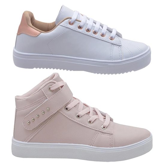 Kit 2 Pares Tênis + Botinha Feminina Fitness Academia Leve - Branco+Rosa é ruim? Kit 2 Pares Tênis + Botinha Feminina Fitness Academia Leve - Branco+Rosa é boa?