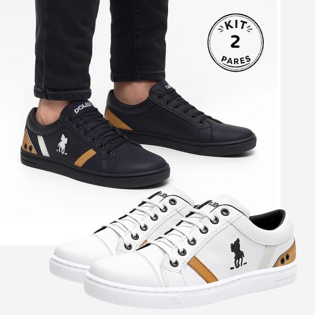 Kit 2 Pares Tênis Casual Masculino Polo CWB Super Macio e Confortável Street 08 B