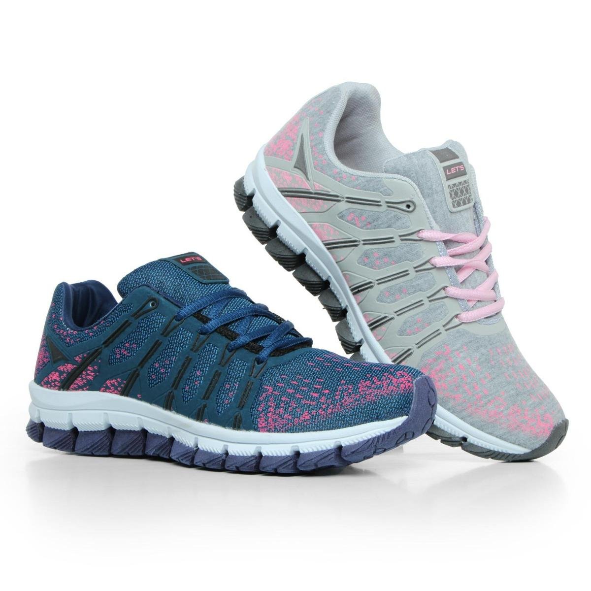 Kit 2 Pares Tênis Feminino Academia Esportivo Confortável Caminhada Let's MARINHO+GELO Menor preço em Kit 2 Pares Tênis Feminino Academia Esportivo Confortável Caminhada Let's MARINHO+GELO