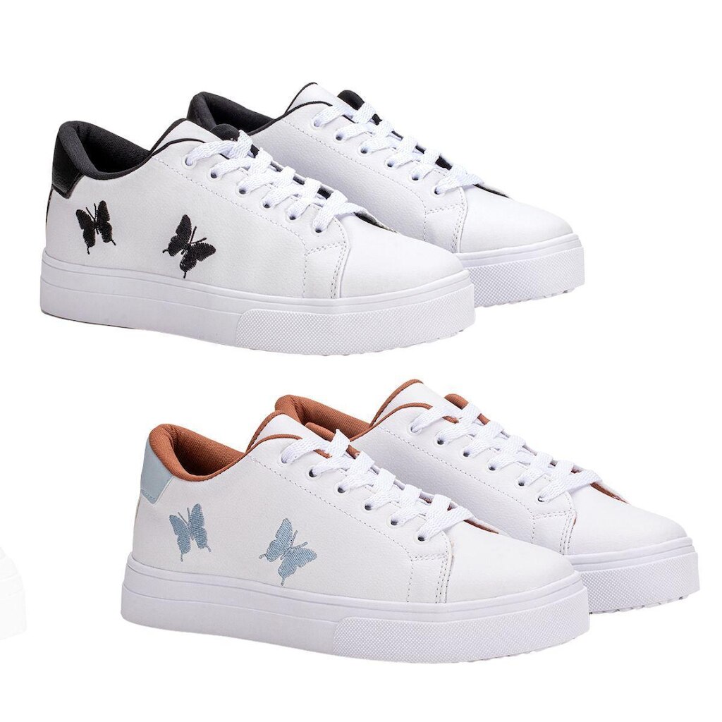 Kit 2 Pares Tenis Feminino Casual Borboleta