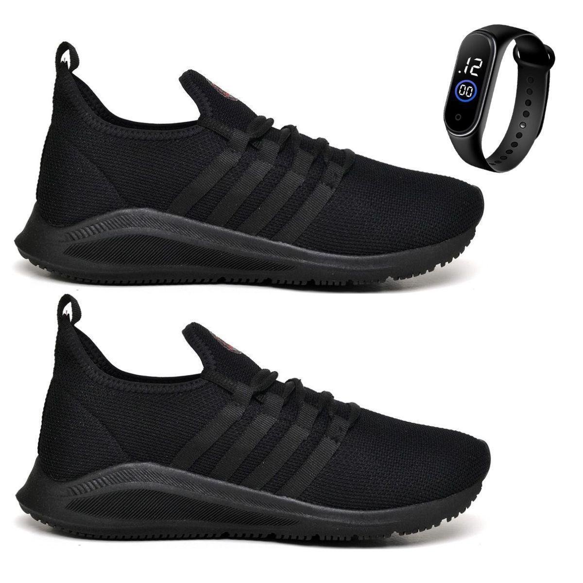 Kit 2 Pares Tênis Masculino Esportivo De Academia Corrida Treino Confortável Leve Macio + Relógio Menor preço em Kit 2 Pares Tênis Masculino Esportivo De Academia Corrida Treino Confortável Leve Macio + Relógio
