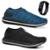 Kit 2 Pares Tênis Meia Masculino Casual Calce Fácil Com Elástico + Relógio Digital - Preto+Azul