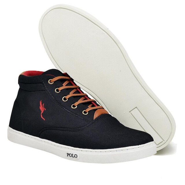 Kit 2 Pares Tenis Sapatenis Polo Blu Masculino Sapatenis Cano Alto Bota Preto e Cinza