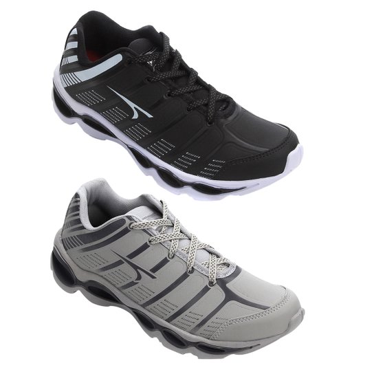 Kit 2 pares Tênis Tryon Nikko Masculino - Preto+Branco Menor preço em Kit 2 pares Tênis Tryon Nikko Masculino - Preto+Branco