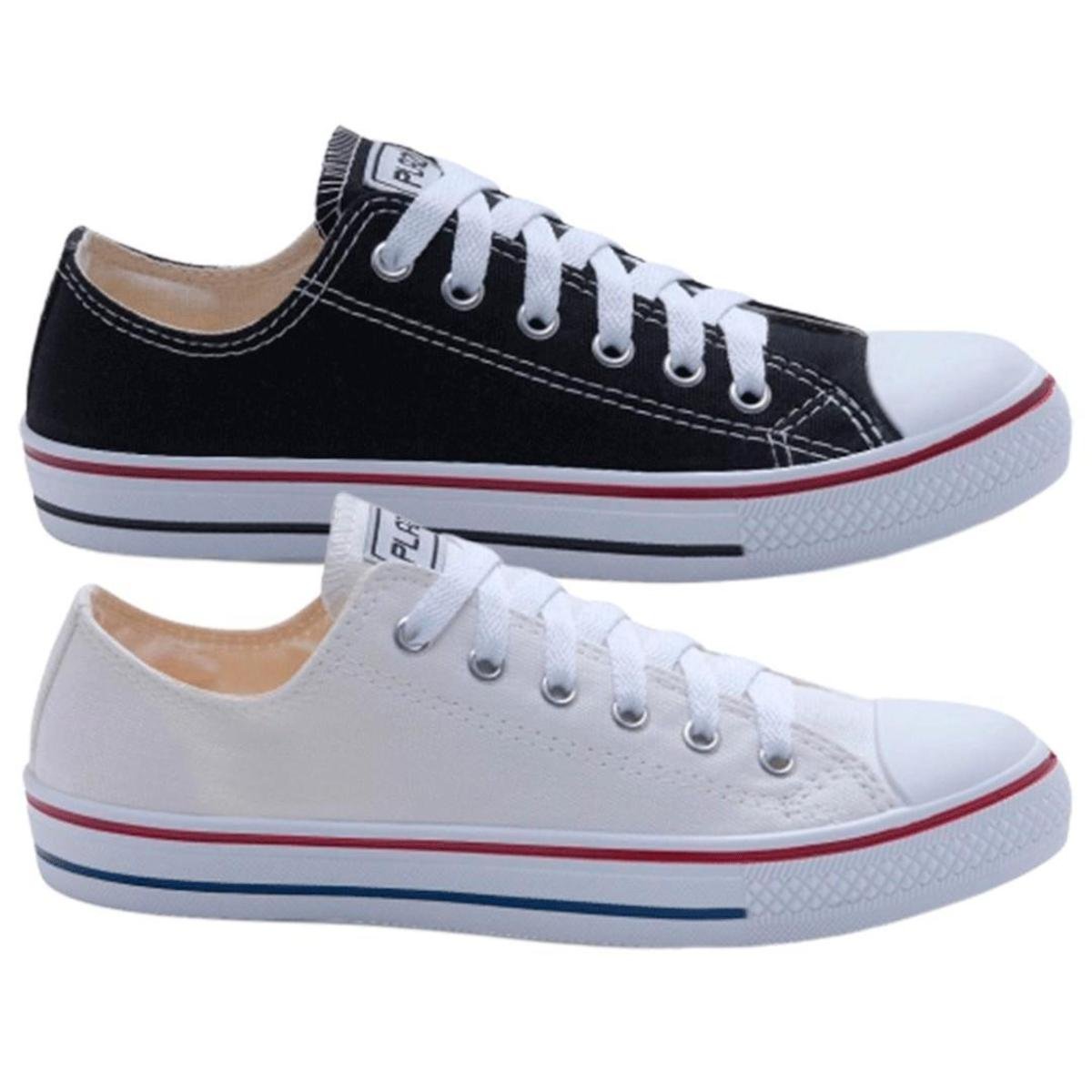 Kit 2 Pares Tênis Unissex Star Old Lona Cano Baixo Skate Menor preço em Kit 2 Pares Tênis Unissex Star Old Lona Cano Baixo Skate