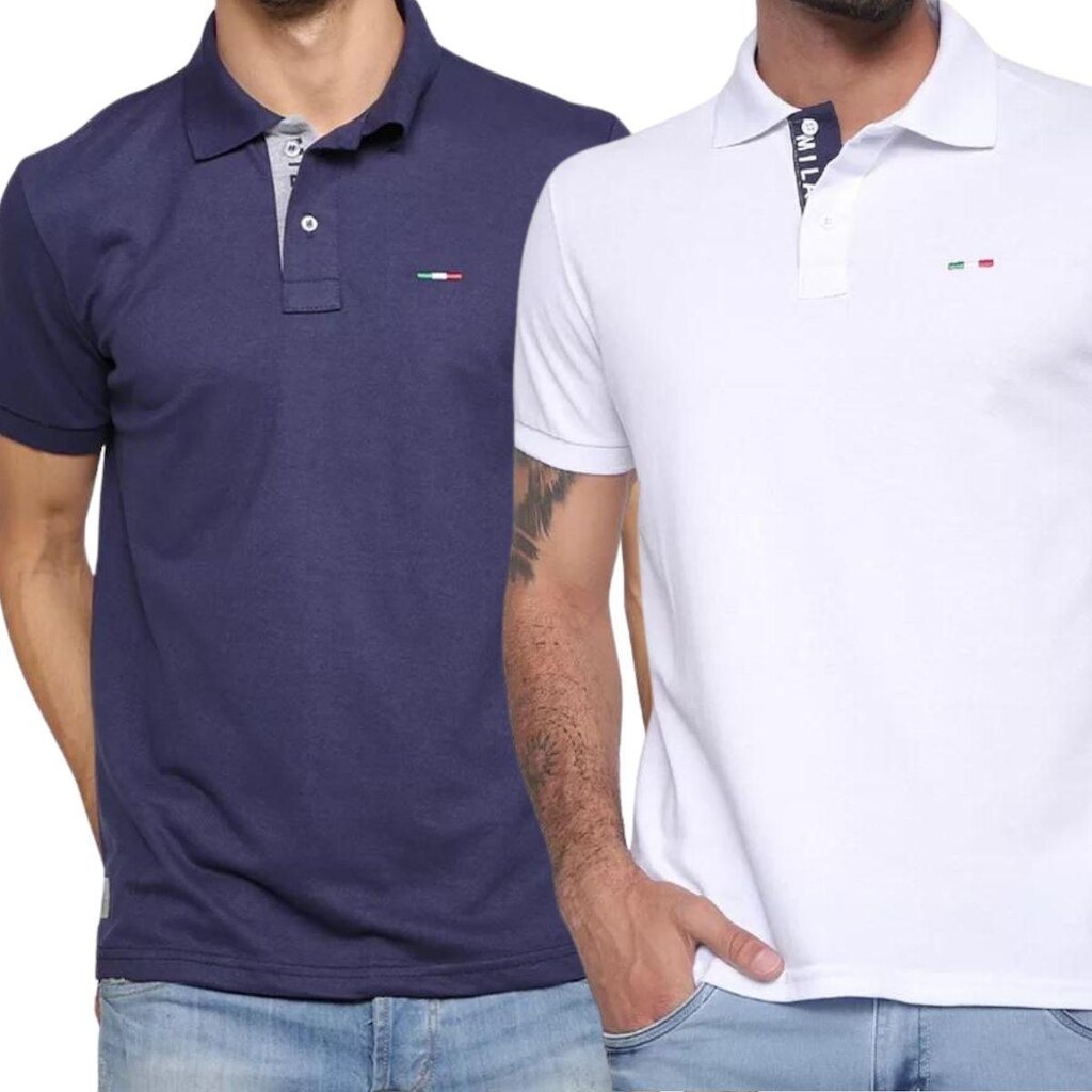 Kit 2 Polos Masculina Básicas FMF Bordado França
