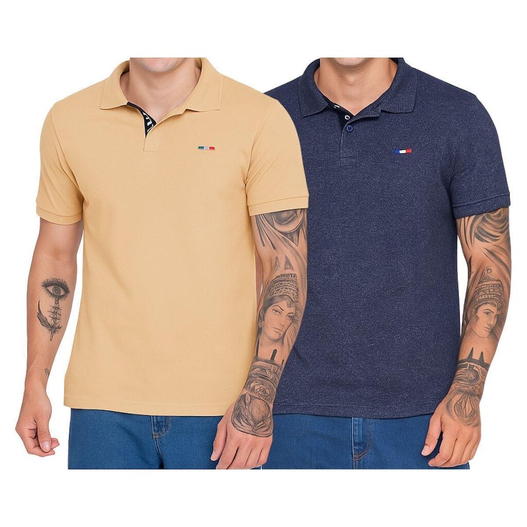 Kit 2 Polos Masculina Básicas FMF Piquet Bordado França