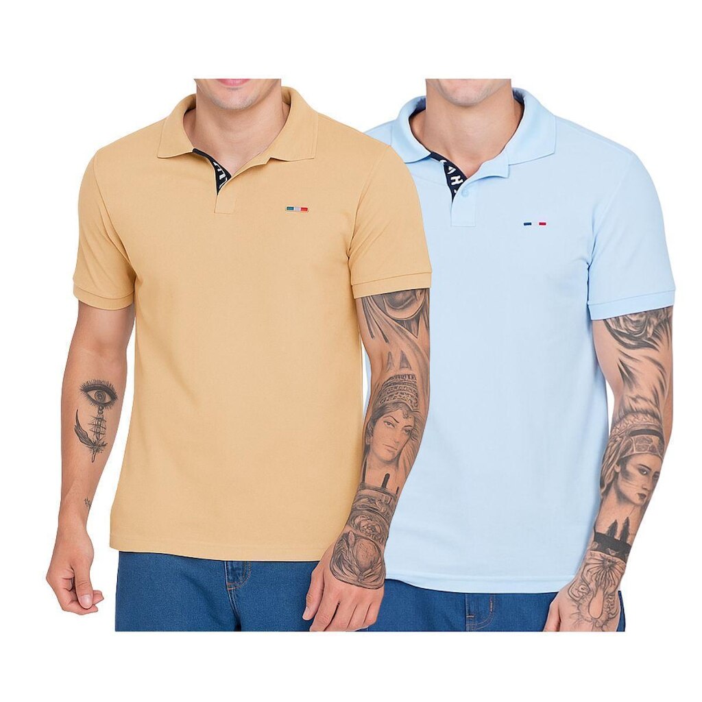 Kit 2 Polos Masculina Básicas FMF Piquet Bordado França
