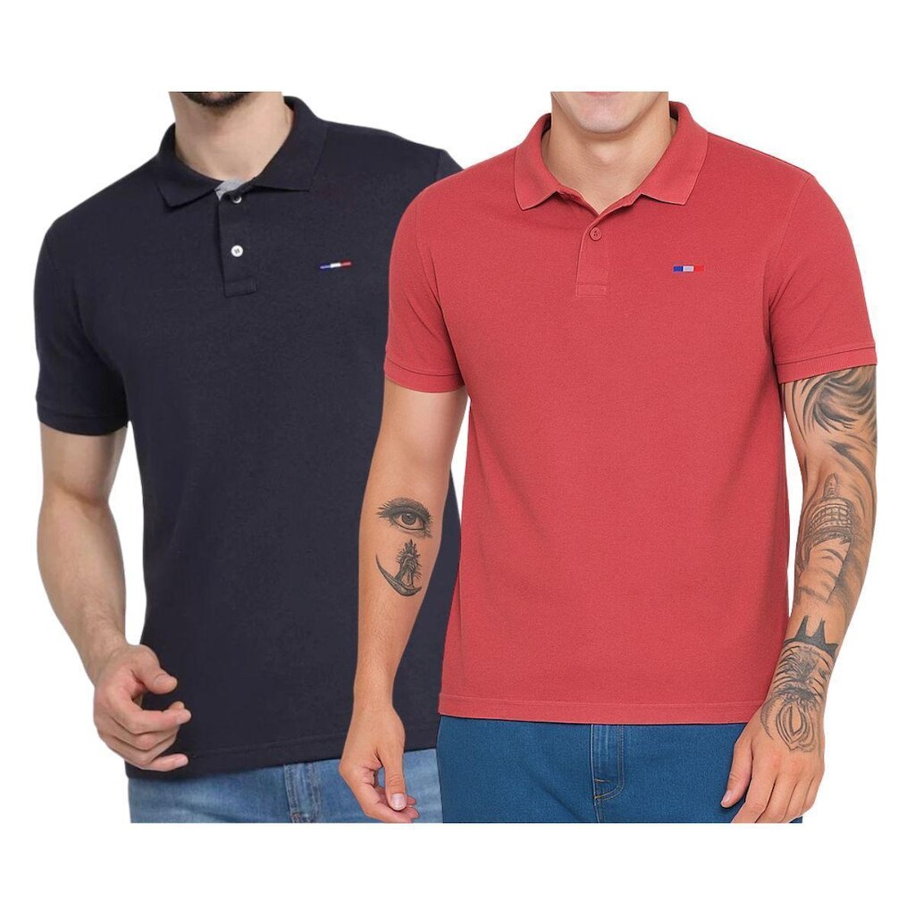 Kit 2 Polos Masculina Básicas Industrie Piquet Bordado França