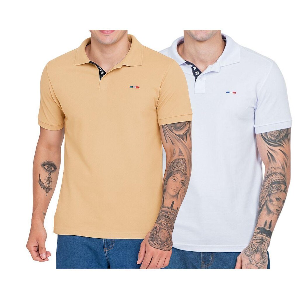 Kit 2 Polos Masculina Básicas Industrie Piquet Bordado França
