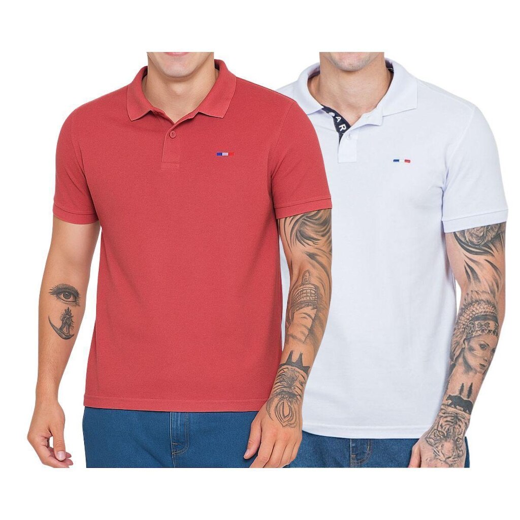 Kit 2 Polos Masculina Básicas Industrie Piquet Bordado França