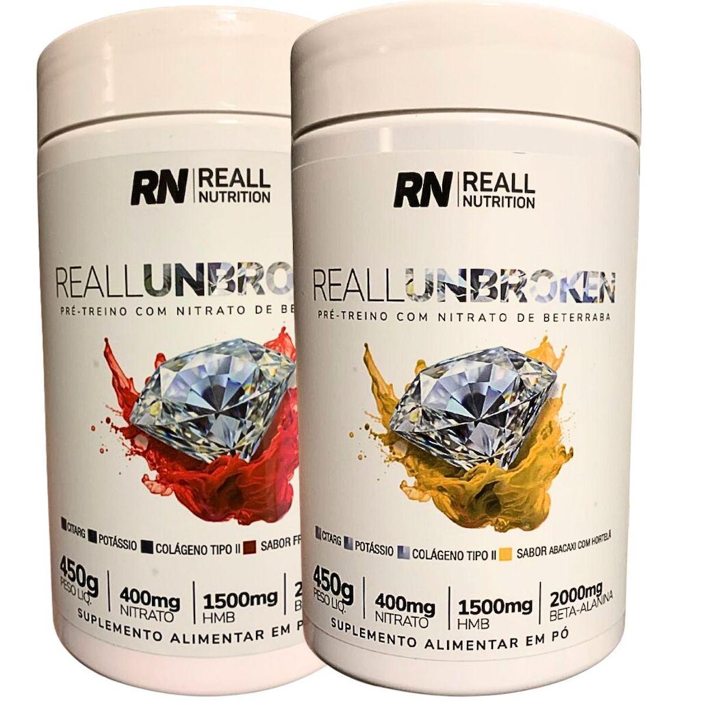 Kit 2 Pré-Treino Unbroken Reall Nutrition 450g Citarg Hmb