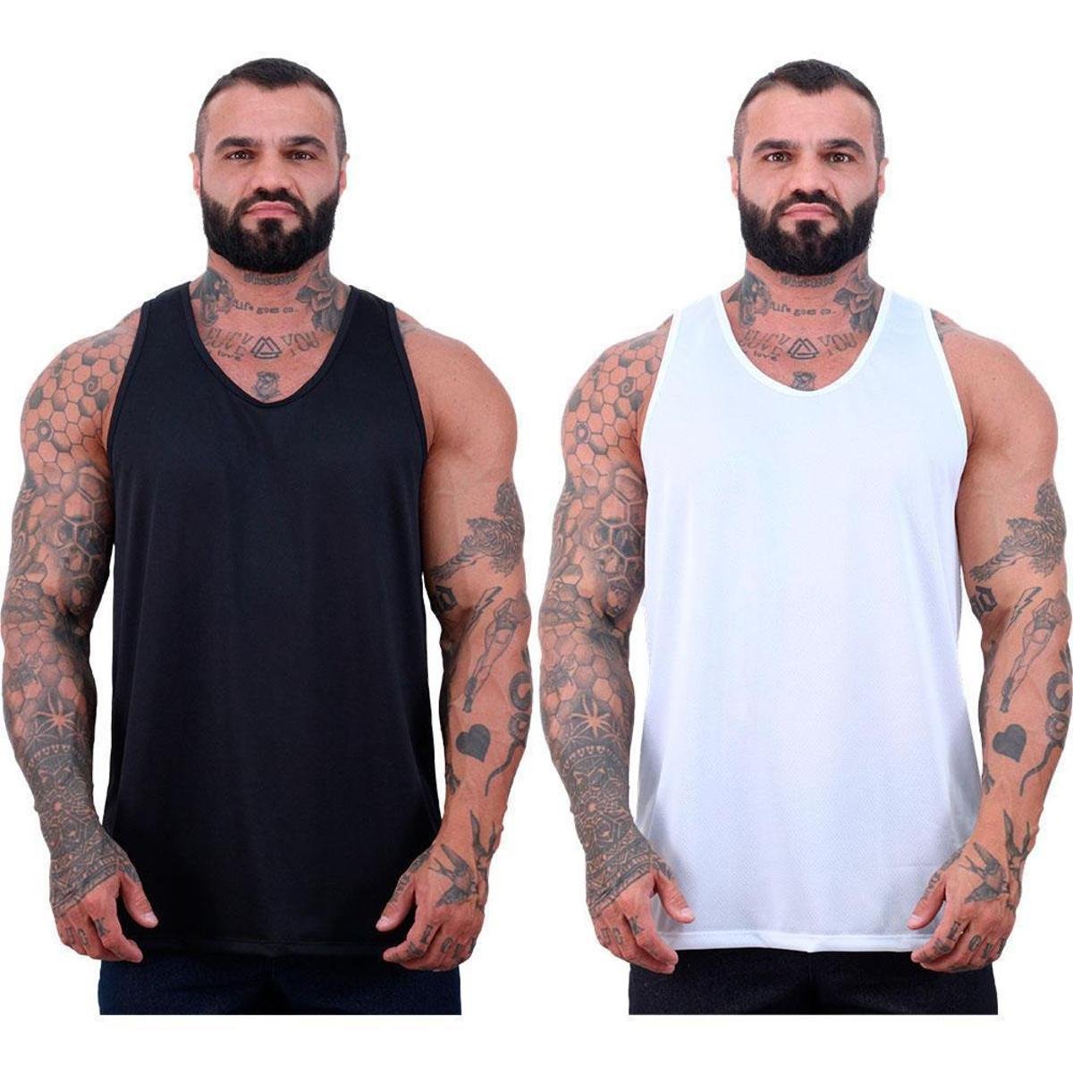 Kit 2 Regata Cavada Dry Rajado Masculina MXD Estampada Menor preço em Kit 2 Regata Cavada Dry Rajado Masculina MXD Estampada