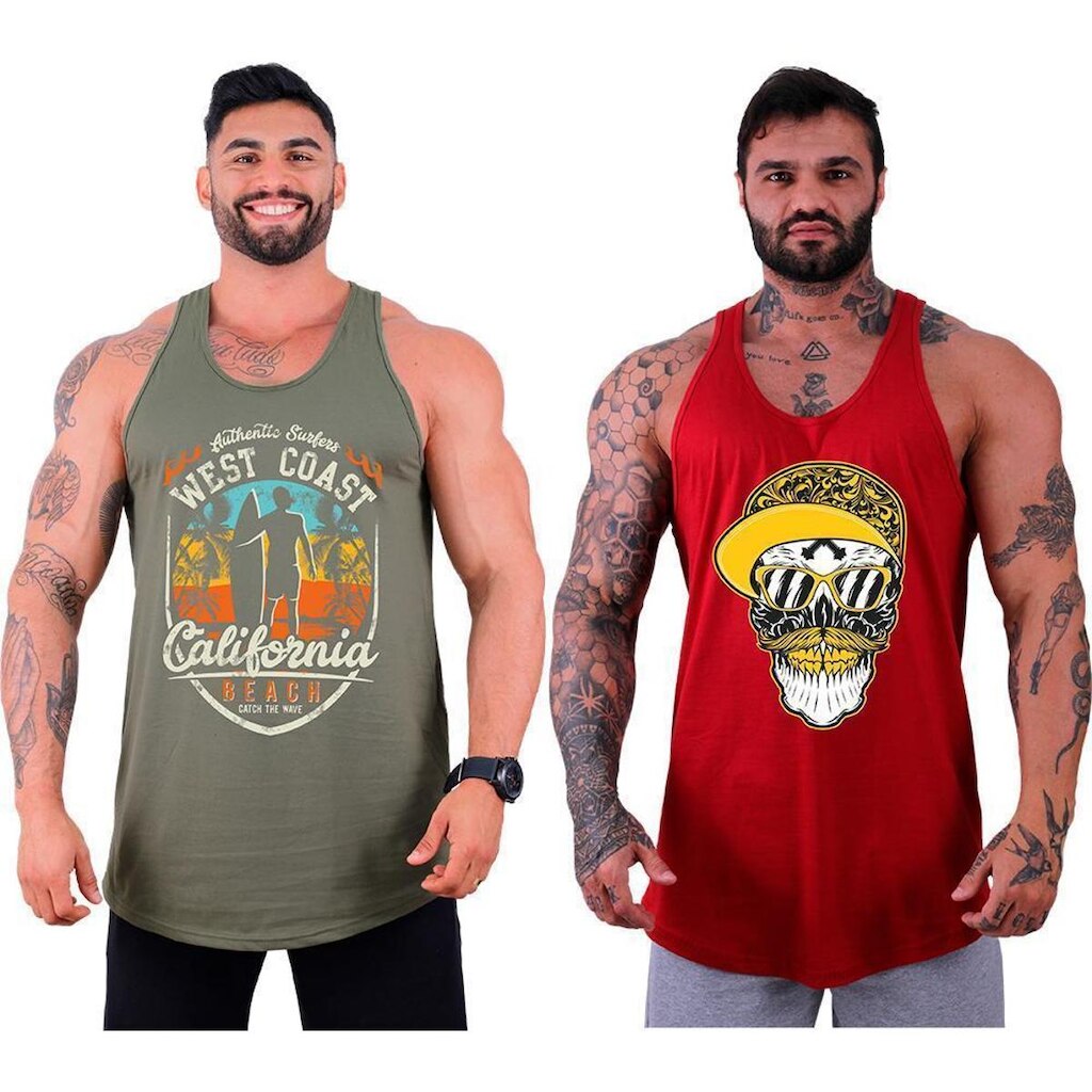 Kit 2 Regata Longline MXD Conceito Caveira Com Boné
